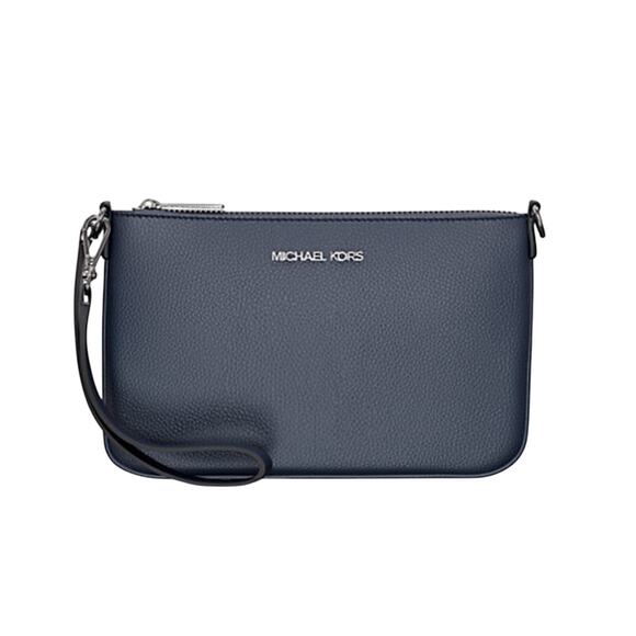 Michael Kors Jet Set Convertible Travel Leather Wristlet Bag Navy NWT - Picture 1 of 8